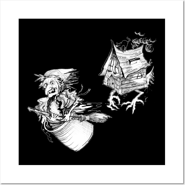 Baba Yaga and the house on chicken legs Wall Art by kobyakov